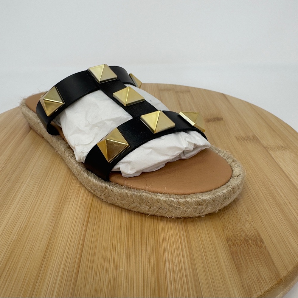 Maypol Black‎ Leather Studded Espadrille Sandals | Size 7.5 | Made in Spain - Picture 2 of 11